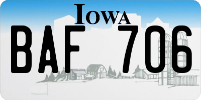 IA license plate BAF706