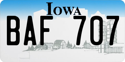 IA license plate BAF707