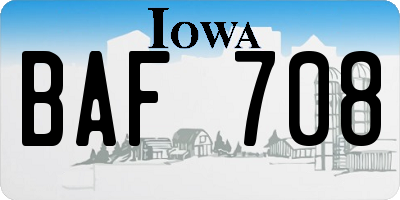 IA license plate BAF708