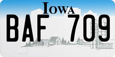 IA license plate BAF709
