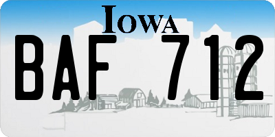 IA license plate BAF712