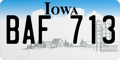 IA license plate BAF713