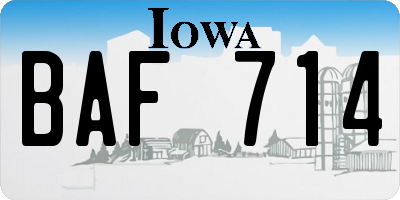 IA license plate BAF714
