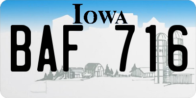 IA license plate BAF716
