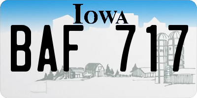 IA license plate BAF717
