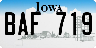 IA license plate BAF719