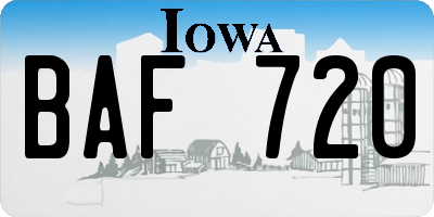 IA license plate BAF720