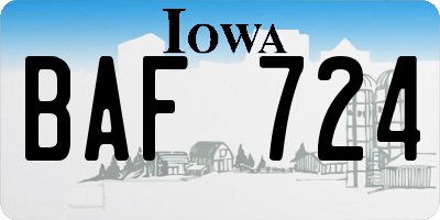 IA license plate BAF724