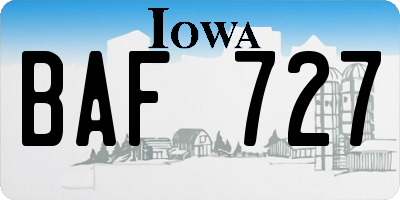IA license plate BAF727