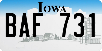 IA license plate BAF731