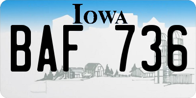 IA license plate BAF736