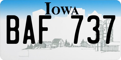 IA license plate BAF737