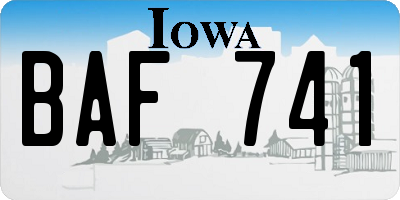 IA license plate BAF741
