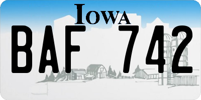 IA license plate BAF742
