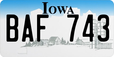IA license plate BAF743