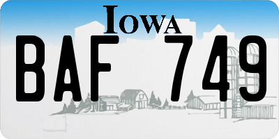 IA license plate BAF749
