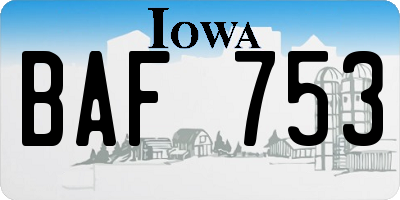IA license plate BAF753