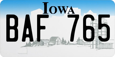 IA license plate BAF765