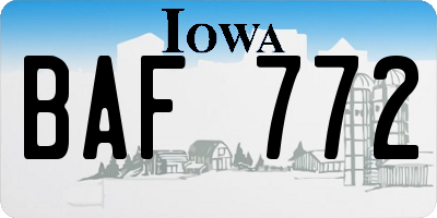 IA license plate BAF772