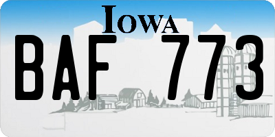 IA license plate BAF773