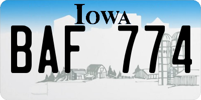 IA license plate BAF774
