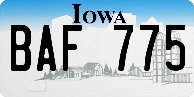 IA license plate BAF775
