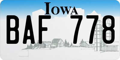 IA license plate BAF778
