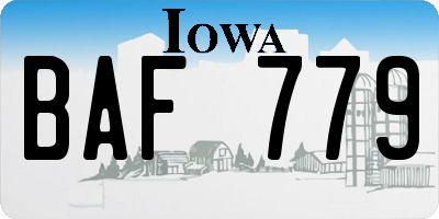 IA license plate BAF779