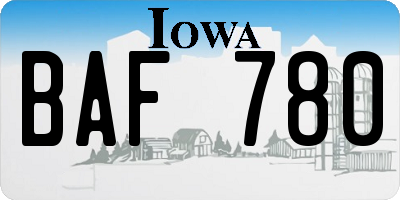 IA license plate BAF780