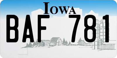 IA license plate BAF781