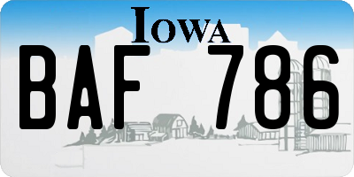 IA license plate BAF786