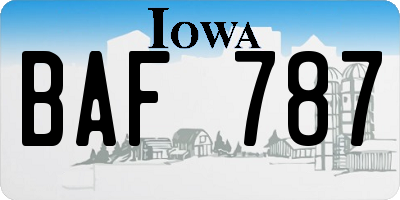 IA license plate BAF787