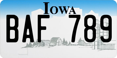 IA license plate BAF789