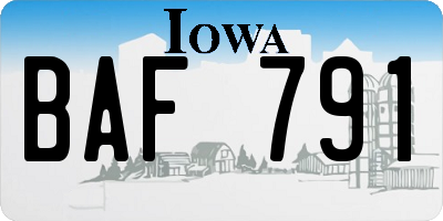 IA license plate BAF791