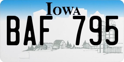 IA license plate BAF795