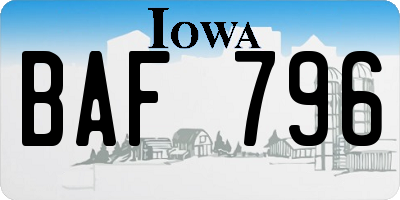IA license plate BAF796