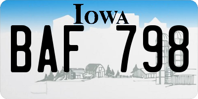 IA license plate BAF798