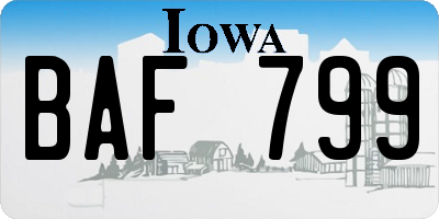 IA license plate BAF799