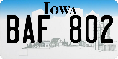 IA license plate BAF802
