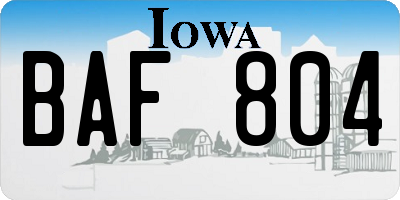 IA license plate BAF804