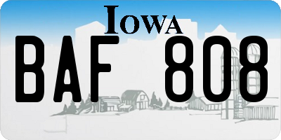 IA license plate BAF808