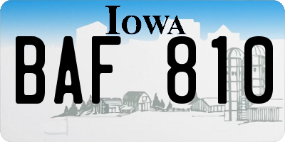 IA license plate BAF810