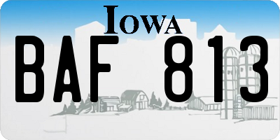 IA license plate BAF813