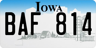 IA license plate BAF814