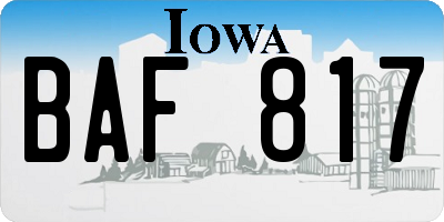 IA license plate BAF817