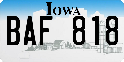 IA license plate BAF818