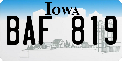 IA license plate BAF819