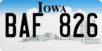 IA license plate BAF826