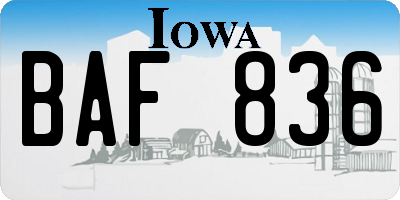 IA license plate BAF836