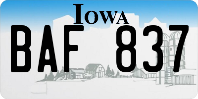 IA license plate BAF837